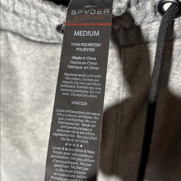 Spyder Men’s Active Breathable Quickdry Fleece Light Grey Joggers Size Medium - Picture 3 of 8